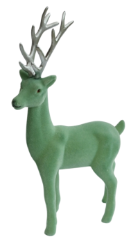 Hirsch, beflockt salbeigrün - 29 cm - 4