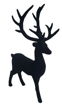 Ein schwarzer, beflockter Hirsch mit goldfarbenem Geweih - 1