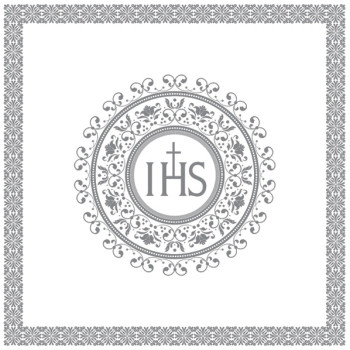 Servietten mit dem Schriftzug IHS, silber