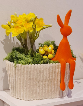 Preview: Sitzender Osterhase – Beflockte Dekofigur in 4 Farben - 2