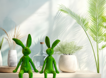 Sitzender Osterhase – Beflockte Dekofigur in 4 Farben - 3