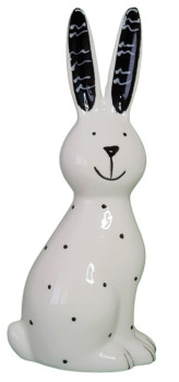 Osterdekoration - Ein eleganter, weißer Hase mit schwarzen Pünktchen - 1