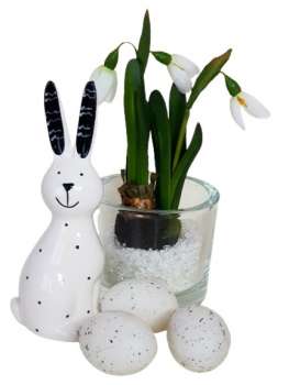 Osterdekoration - Ein eleganter, weißer Hase mit schwarzen Pünktchen - 3
