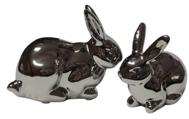 Hase in Silber, glänzend - Osterdeko, Osterhase - 1