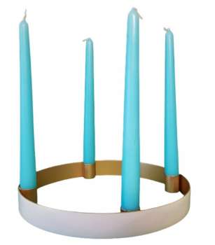Metallkerzenring, weiß, Kerzenhalter - 2