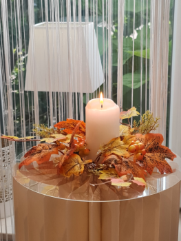 Herbstlicher Kerzenring mit Blättern und Beeren Ø 23 cm