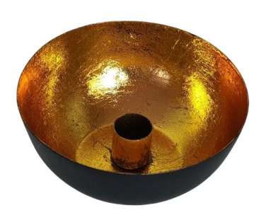 Kerzenhalter, Kerzen-Schale aus Metall, schwarz/gold - 4