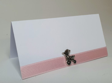 Tischkarte Kinderwagen mit einem Band