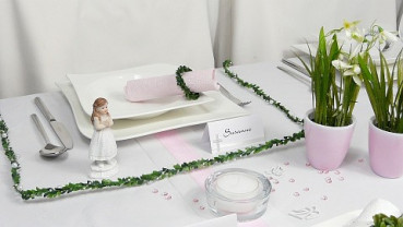 Tischgirlande - flexible Girlande aus Kunst-Buchs mit Perlen 6