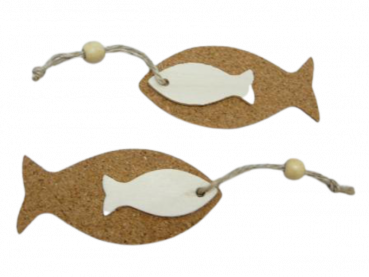Christliche Streudeko. Zwei Fische aus Kork - bei Tischdeko-online 1