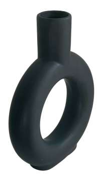 Schwarze, matte Keramikvase in Ringform, Blumenvase - 2