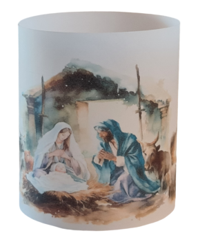 Pergament-Windlicht, Tischlicht mit einem Krippen-Motiv zu Weihnachten - 1