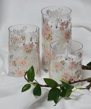 Romantisches Rosen LED-3er-Kerzenset mit Timer/Fernbedienung