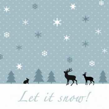 Winterservietten: Let it snow! Schneeflocken, Hirschen, Tannen
