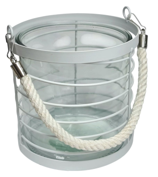 Maritimes Windlicht aus Metall mit Glaseinsatz, 16 cm - 3