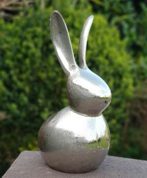 Osterdekoration - ein edler Hase aus Metall, silberfarben - 5