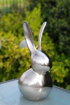 Osterdekoration - ein edler Hase aus Metall, silberfarben - 3