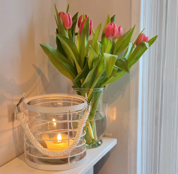 Maritimes Windlicht aus Metall mit Glaseinsatz, 16 cm - 4