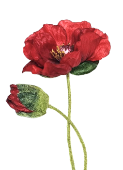 Blumendeko, Tischdekoration - große Mohnblume in Rot