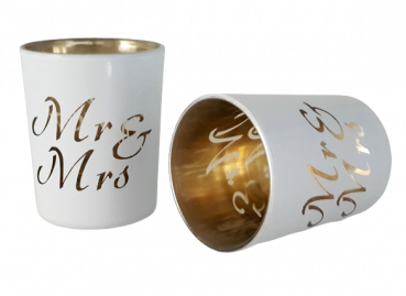 Kleines Glaswindlicht "Mr & Mrs"