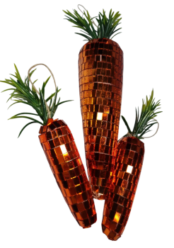 Preview: Detailaufnahme der Karottenoberfläche mit kleinen Spiegelsteinchen und Glanzeffekt