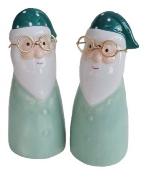 Keramik-Figur Nikolaus mit einer Brille aus Draht, 17 cm - 1