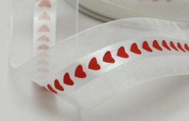 Tischband - Band mit roten Herzen