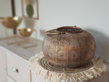 Platzdeckchen in der Farbe Blau/Natur mit Fransen im Boho-Style - 7