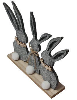 Hasengruppe aus Filz, grau, 21 cm - 2