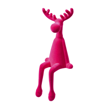 Elchfigur Weihnachten, Deko Elch sitzend, skandinavische Weihnachtsdekoration, Kantenhocker Elch pink, Weihnachtsdeko Elchfigur pink, moderne Weihnachtsdekoration