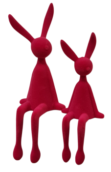 Sitzender Osterhase – Beflockte Dekofigur in 4 Farben - 1