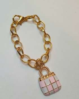 Glasmarker, Glasanhänger gold/rosa in Handarbeit - 5