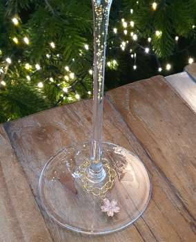 Glasmarker, Glasanhänger gold/rosa in Handarbeit - 6
