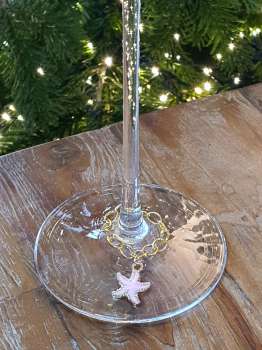 Glasmarker, Glasanhänger gold/rosa in Handarbeit - 7