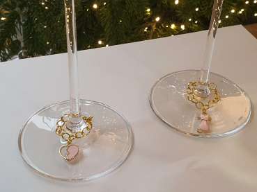 Glasmarker, Glasanhänger gold/rosa in Handarbeit - 4