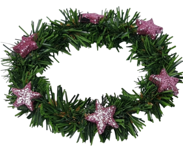 Tannen-Kerzenkranz mit rosa Glitzer-Sternen - 3