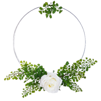 Blumenring, Blumenhänger mit einer Rose und Farnen - 1