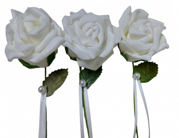 Gastgeschenk, Hochzeitsdekoration - Rose mit Satinbändern