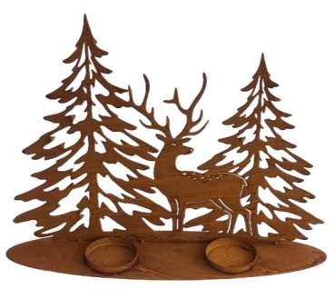 Kerzenhalter, Waldszene aus Edelrost, Metall - 38cm - 3