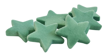 Weihnachtsdeko - 6  salbeigrüne, beflockte Streusterne, 7 cm - 1