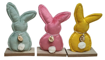 weicher Osterhase aus Samt in 3 Farben, Hase als Osterdeko.- 1
