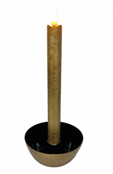 Kerzenhalter-Schale aus Metall - schwarz/gold - 2