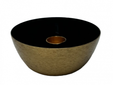 Kerzenhalter-Schale aus Metall - schwarz/gold - 3