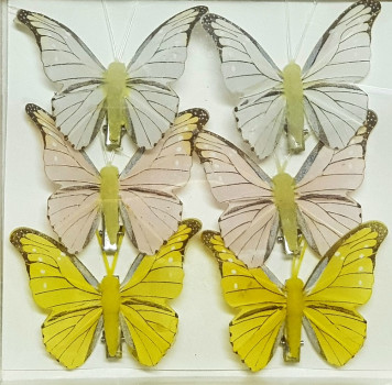 Schmetterlinge in Gelb und Apricot mit einer Klammer - 1