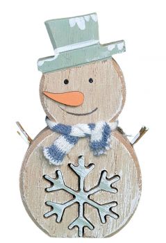 Schneemann aus Holz - weihnachten oder winterdeko