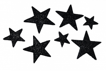 Weihnachtsdeko - 24 schwarze Glitzersterne zum Streuen in 3 Größen- 1