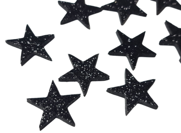 Preview: 16 schwarze Glitzer-Streusterne Ø 3 cm