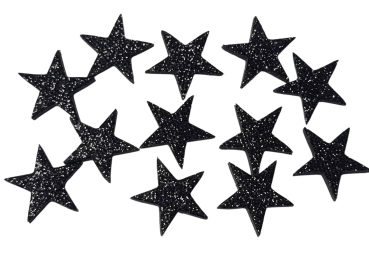 Weihnachtsdeko - 24 schwarze Glitzersterne zum Streuen in 3 Größen- 1