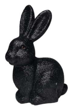 Blickfang für Ihre Osterdeko - ein Glitzerhase in der Farbe Schwarz - 1