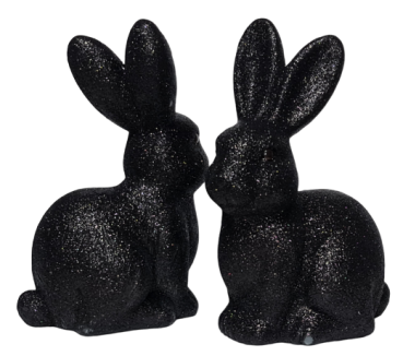 Blickfang für Ihre Osterdeko - ein Glitzerhase in der Farbe Schwarz - 3
